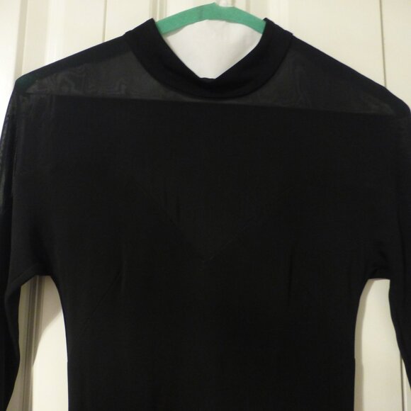 BEBE black yoke three quarter sleeve dress with mesh insert - Picture 2 of 7